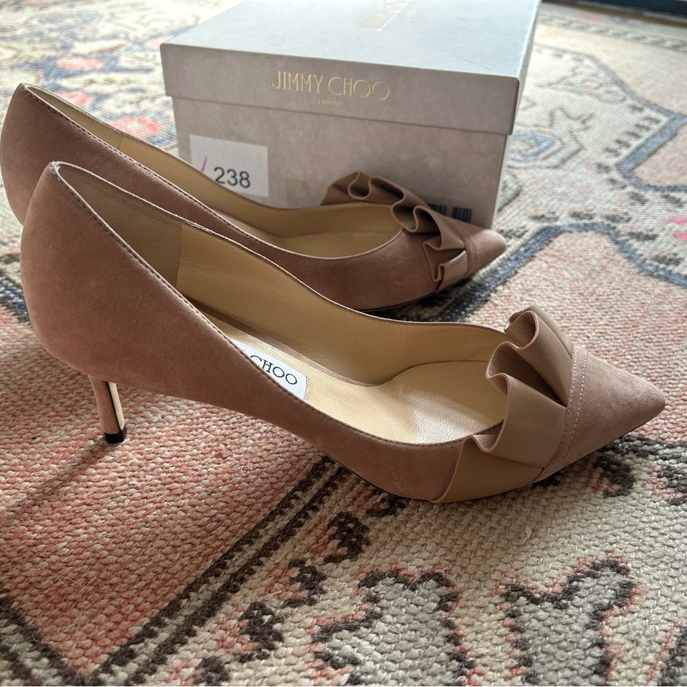 Jimmy Choo Brown Heels with Ruffle Detail